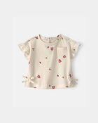 B&eacute;b&eacute; fille - Haut manches courtes &agrave; motif floral - Cr&egrave;me, image 1 sur 2 diapositives