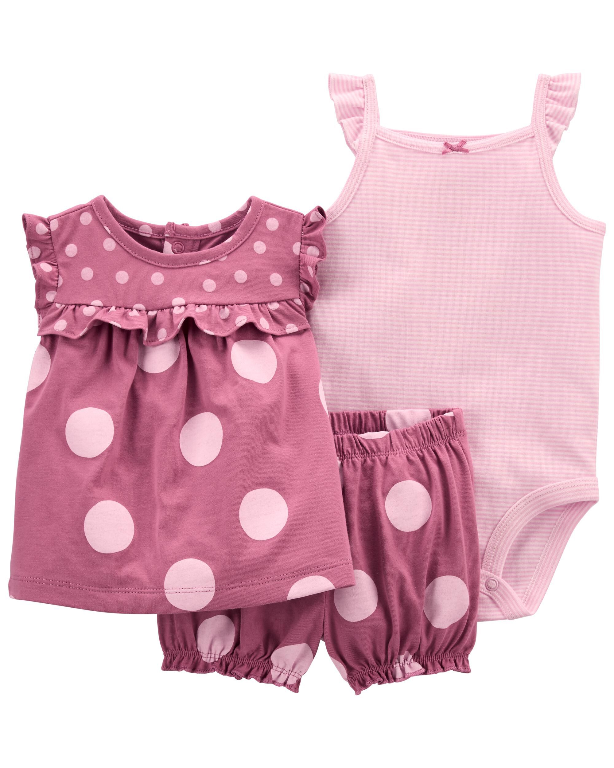 3 Piece Polka Dot Little Short Set