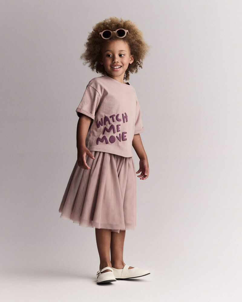 Tout-petit - T-shirt &agrave; manches roul&eacute;es &laquo;Watch Me Move&raquo; - Mauve, image 5 sur 6 diapositives