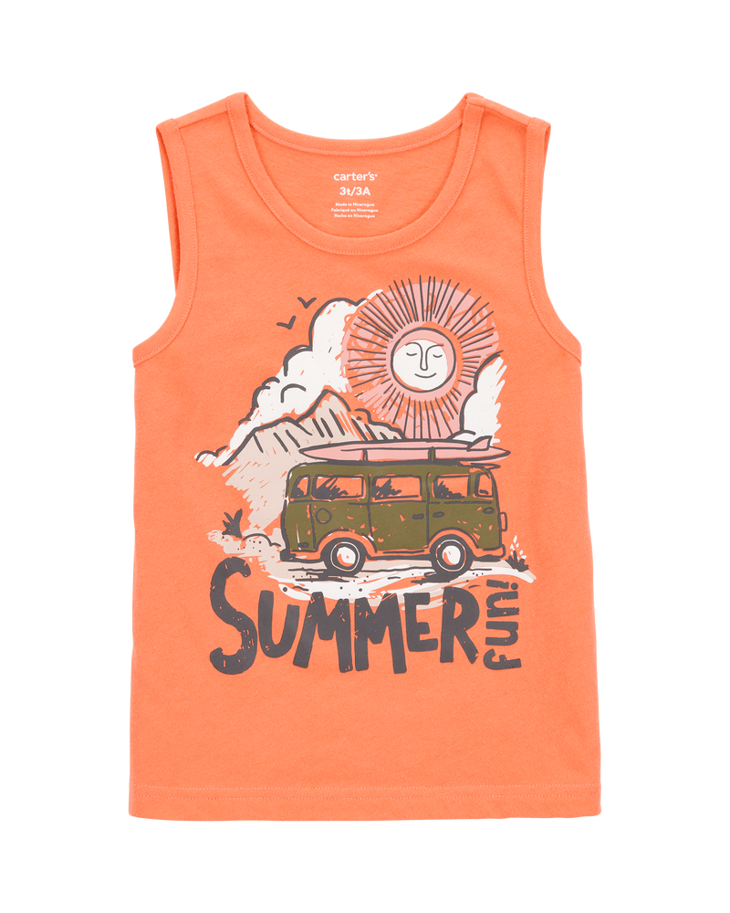 Toddler Summer Graphic Tank - Orange, image 1 of 3 slides