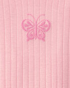 Toddler Girl Butterfly Rib Snug Fit 2-Piece Pyjama Set - Pink, image 4 of 5 slides