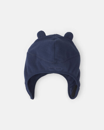 Baby Boy Fleece Hat With Chinstrap- Navy, 
