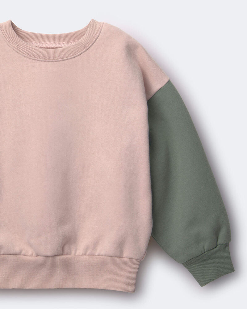 Toddler Girl Colourblock Pullover Sweatshirt - Blush/Mauve/Olive, image 5 of 5 slides