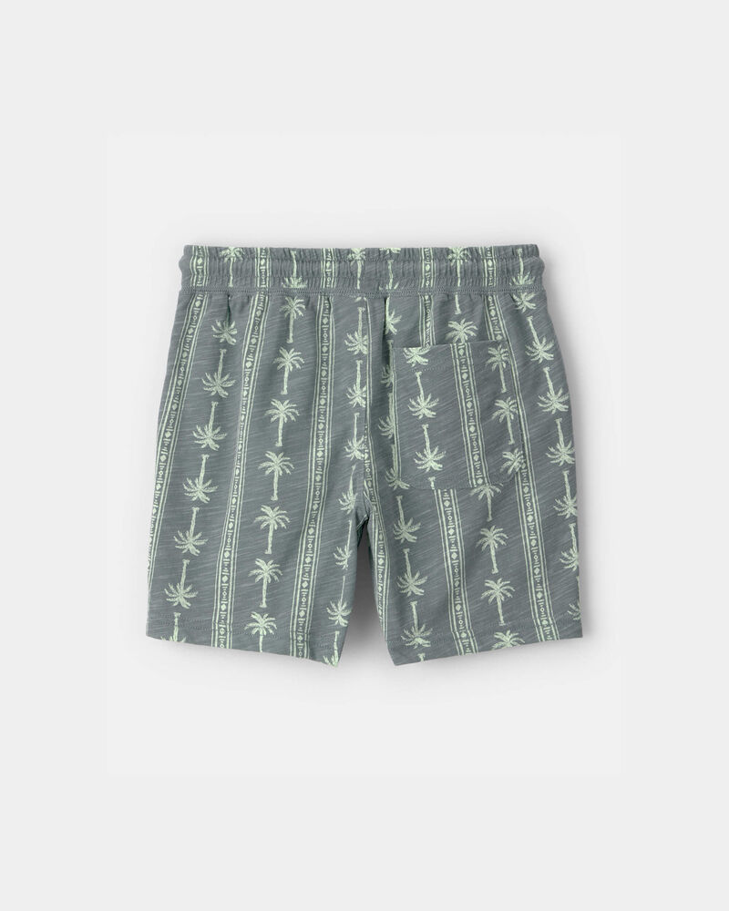 Boys Palm Tree Knit Shorts - Grey/Green, image 2 of 4 slides