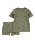 Baby 2-Piece Construction Outfit Set - Olive, image 1 of 3 slides