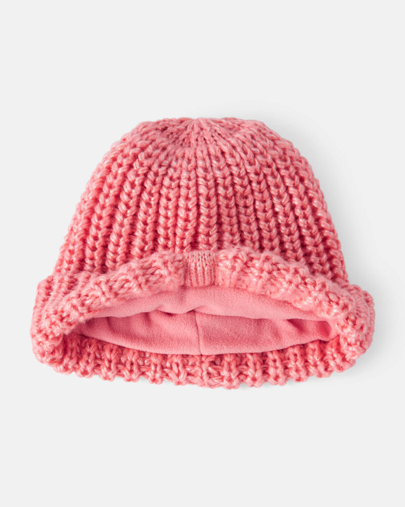 Toddler Girl Winter Hat & Mittens Set - Pink, image 2 of 3 slides