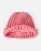 Toddler Girl Winter Hat & Mittens Set - Pink, image 2 of 3 slides