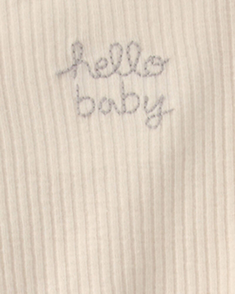 Baby 'Hello Baby' Cotton Sleeper - Cream, image 3 of 4 slides