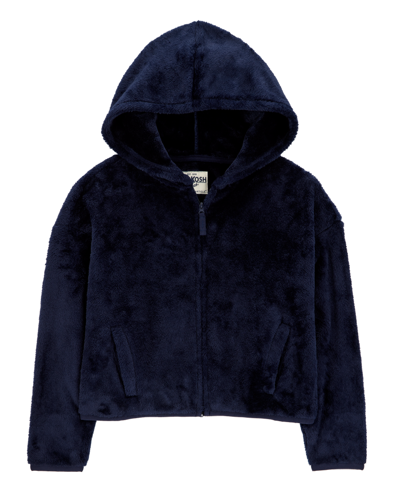 Enfant Blouson d’uniforme à capuchon en Sherpa - Bleu marine, image 1 sur 3 diapositives