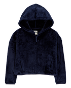Enfant Blouson d’uniforme à capuchon en Sherpa - Bleu marine, image 1 sur 3 diapositives