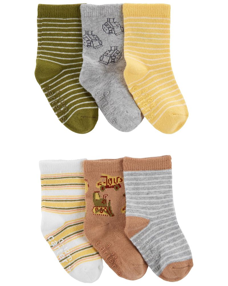 Bébé 6 paires de chaussettes à motif camion de construction, image 1 sur 2 diapositives