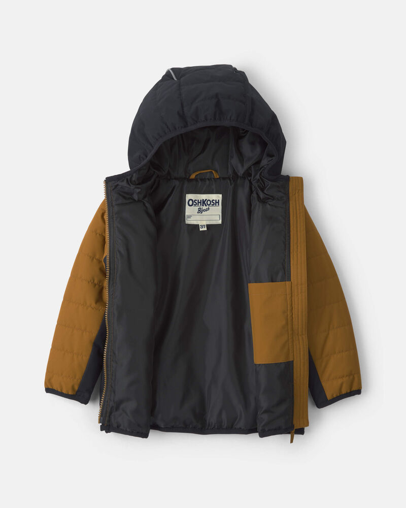 Baby Boy Quilted Mid Weight Jacket- Brown, image 2 of 4 slides