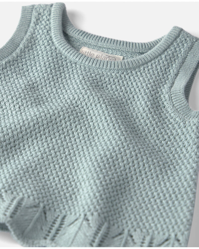 Baby Girl 2-Piece Organic Cotton  Knit Top & Short Set, image 3 of 5 slides
