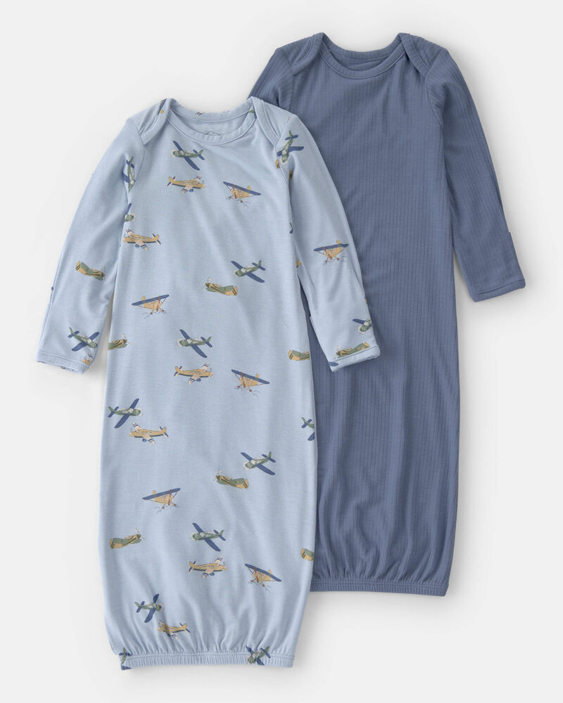 Baby Boy 2-Pack Plane PurelySoft Sleeper Gowns - Blue, image 1 of 7 slides