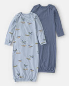 Baby Boy 2-Pack Plane PurelySoft Sleeper Gowns - Blue, image 1 of 7 slides