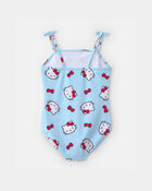 Girls 1-Piece Hello Kitty&reg; Swimsuit - Blue, image 2 of 3 slides