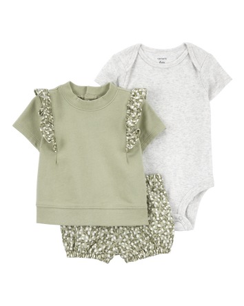 Baby 3-Piece Floral Outfit Set, 