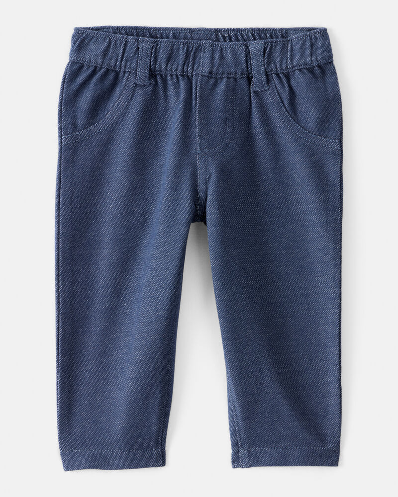 Baby Girl Knit Pull-On Pants - Blue, image 1 of 4 slides