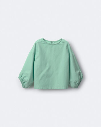 Tout-petit fille - Haut &agrave; manches longues bouffantes avec poignets sur &eacute;lastiques - Vert, 