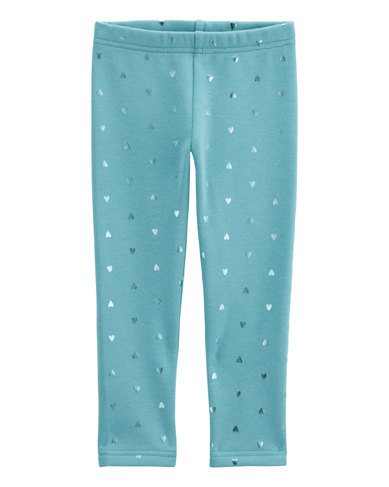 Baby Shiny Heart Cozy Fleece Leggings, image 1 of 5 slides