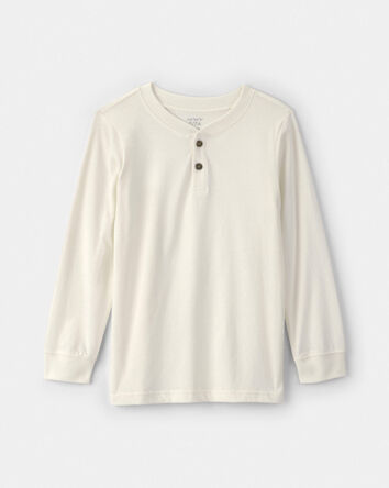 Boys Long-Sleeve Henley T-Shirt - Cream, 