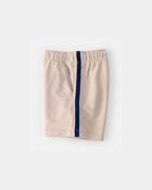 Toddler Boy Striped French Terry Shorts - Khaki/Blue, image 3 of 5 slides