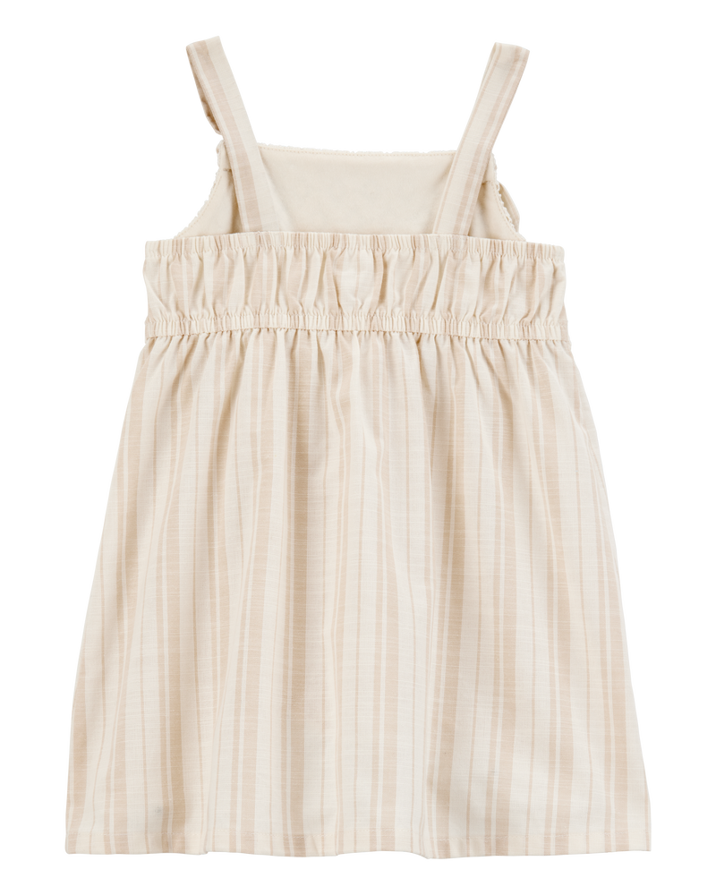 Toddler Striped Eyelet Tank Dress - Ivory, image 2 of 5 slides
