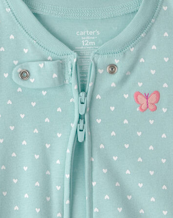 B&eacute;b&eacute; fille - Emballage 2 pyjamas 1 pi&egrave;ce ajust&eacute;s en 100 % coton, papillons et fleurs - Rose, 
