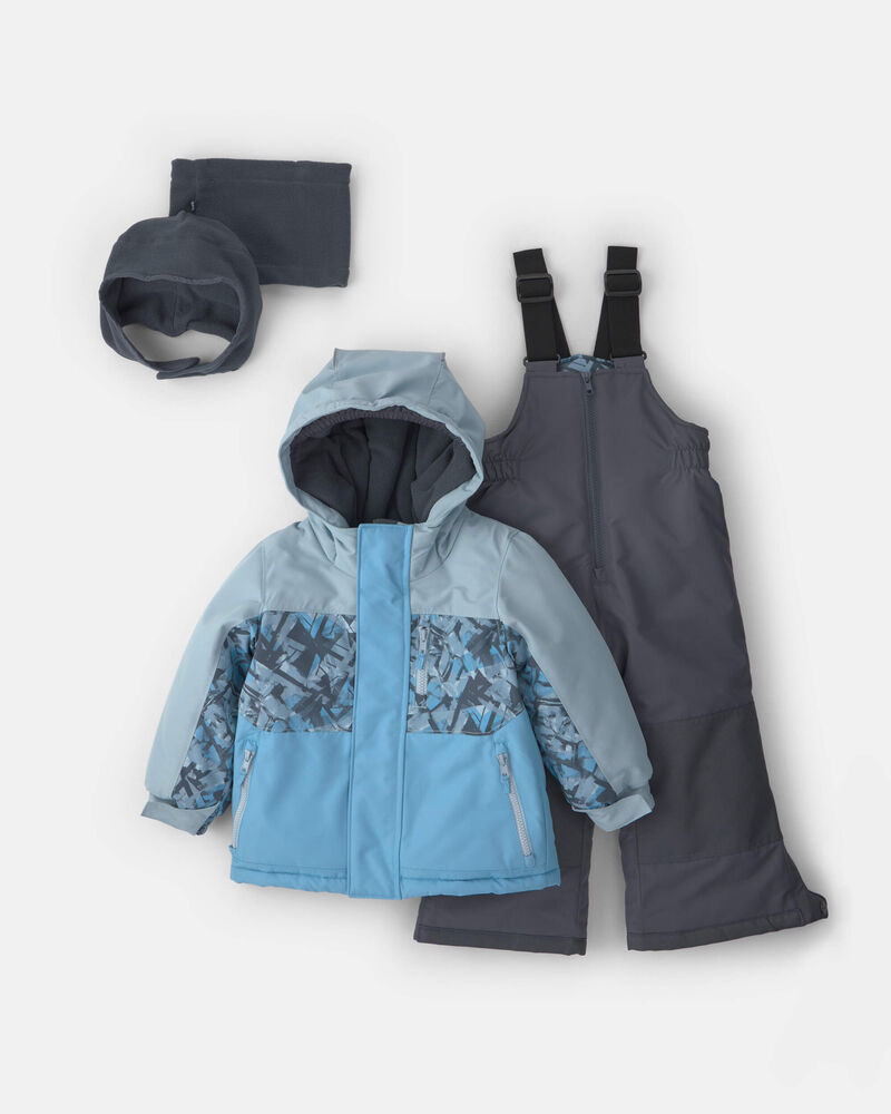 Toddler Boy 2 Piece Snowsuit With Chest Pocket- Grey, image 1 of 13 slides