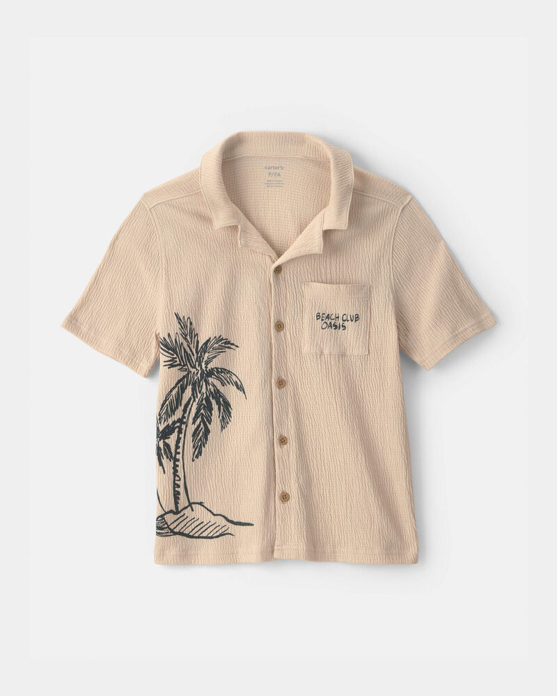 Gar&ccedil;ons - Chemise boutonn&eacute;e &agrave; motif de plage - Beige, image 1 sur 2 diapositives