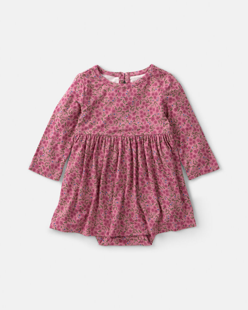 B&eacute;b&eacute; fille - Robe cache-couche PurelySoft&trade; &agrave; manches longues et motif floral &ndash; Rose, image 1 sur 4 diapositives