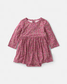 B&eacute;b&eacute; fille - Robe cache-couche PurelySoft&trade; &agrave; manches longues et motif floral &ndash; Rose, image 1 sur 4 diapositives