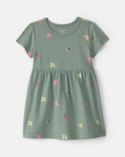 B&eacute;b&eacute; fille - Robe manches courtes &agrave; motif papillon &ndash; Vert, image 1 sur 3 diapositives
