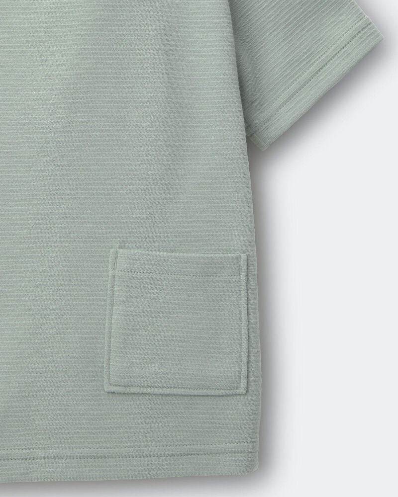 Tout-petit gar&ccedil;on - T-shirt boutonn&eacute; &agrave; l&rsquo;avant avec poche - Sauge, image 6 sur 6 diapositives