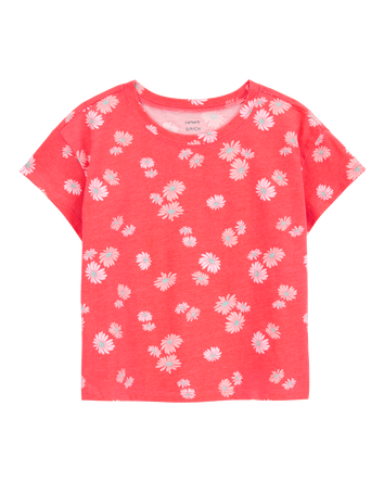 Jeune T-shirt à manches courtes à fleurs - Orange, 