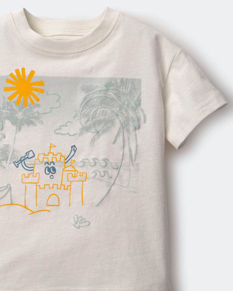 Tout-petit - T-shirt d&eacute;contract&eacute; &agrave; imprim&eacute; de plage - Cr&egrave;me, image 6 sur 6 diapositives