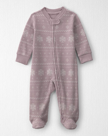 B&eacute;b&eacute; fille - Pyjama en tricot gaufr&eacute; fait avec du coton biologique &agrave; motif jacquard, 