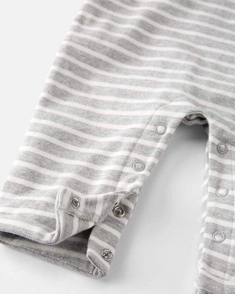 Baby Striped Organic Cotton Jumpsuit, image 2 of 4 slides