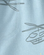 Toddler Boy Helicopter French Terry Shorts - Blue, image 3 of 4 slides