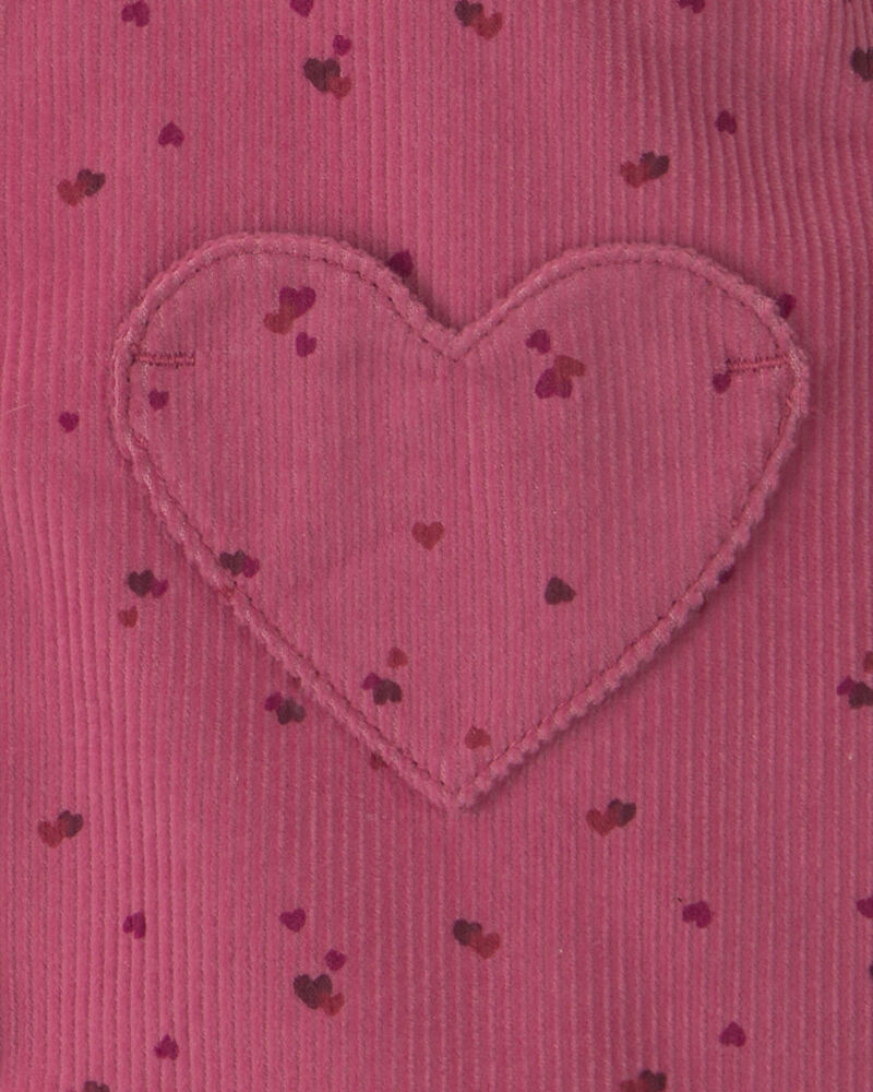 B&eacute;b&eacute; fille - Ensemble 3 pi&egrave;ces robe en velours c&ocirc;tel&eacute; &agrave; motif c&oelig;urs et manches longues &ndash; Rose/Cr&egrave;me, image 6 sur 7 diapositives