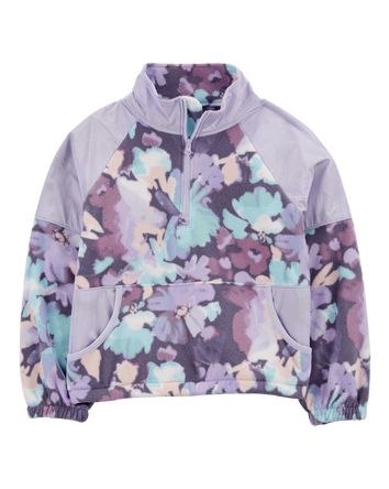 Kid Floral Fleece Pullover - Purple, 