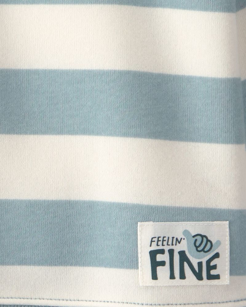 Toddler Boy 2-Piece Striped Fleece Henley Top & Pant Set - Light Blue/White, image 5 of 6 slides