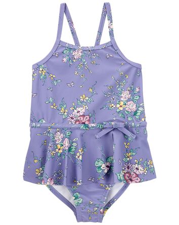 Floral Print 1-Piece Ruffle Swimsuit
, 