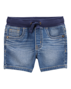 Baby Pull-On Denim Short - Blue Wash, image 1 of 5 slides