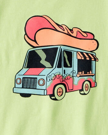 Gar&ccedil;ons - T-shirt graphique de camion de hot-dog - Vert, 