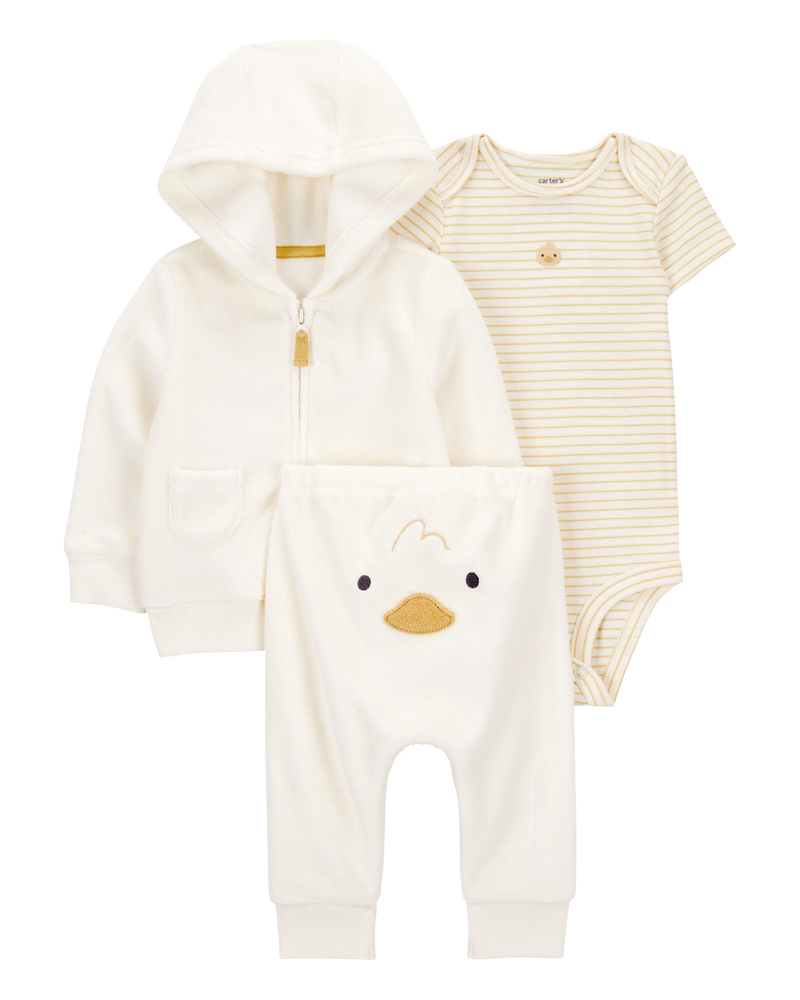 Baby 3-Piece Duck Little Cardigan Set, image 1 of 6 slides