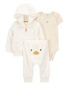 Baby 3-Piece Duck Little Cardigan Set, image 1 of 6 slides