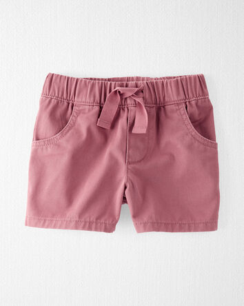 Organic Cotton Drawstring Shorts in Peach, 
