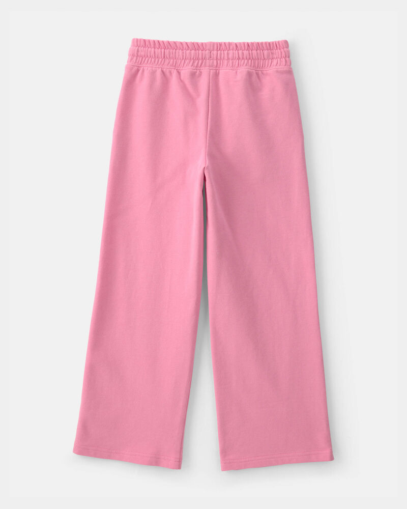 Girls French Terry Wide-Leg Pants - Pink, image 2 of 4 slides