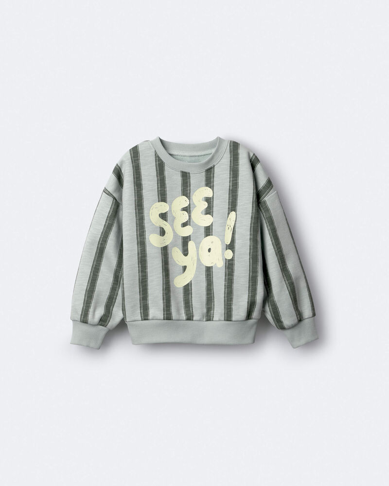 Toddler 'See Ya!' Striped Dolman-Sleeve Sweatshirt - Sage, image 2 of 6 slides